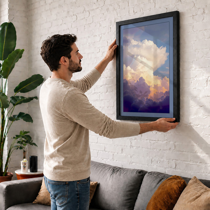 Towering Cloudscape Modern - Framed Print, A1 - 84.1 x 59.4 cm, Black