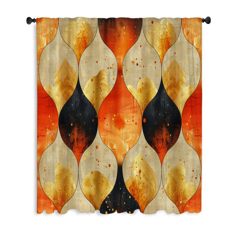 Abstract Shape Visual Sheer Curtain Single Panel, 53" W x 87" L