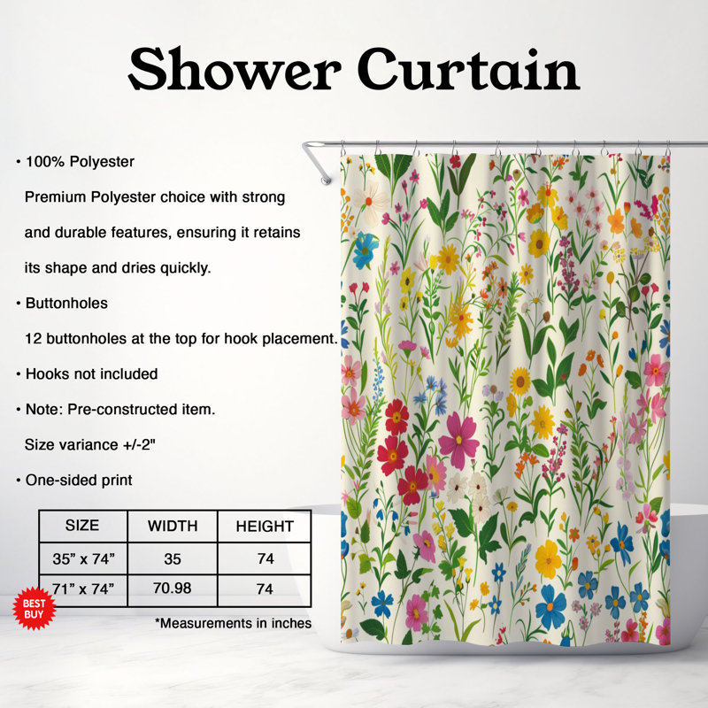 New Bloom - Premium Shower Curtain, 74"H x 71"W