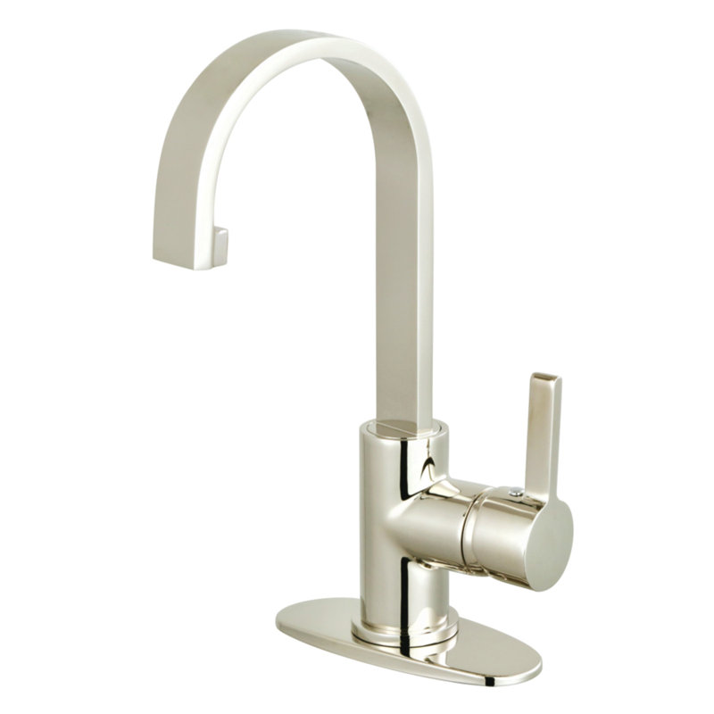 Kingston Brass Continental Single-Handle 1-Hole Deck Mount Bathroom Faucet with Push Pop-Up, Polished Nickel