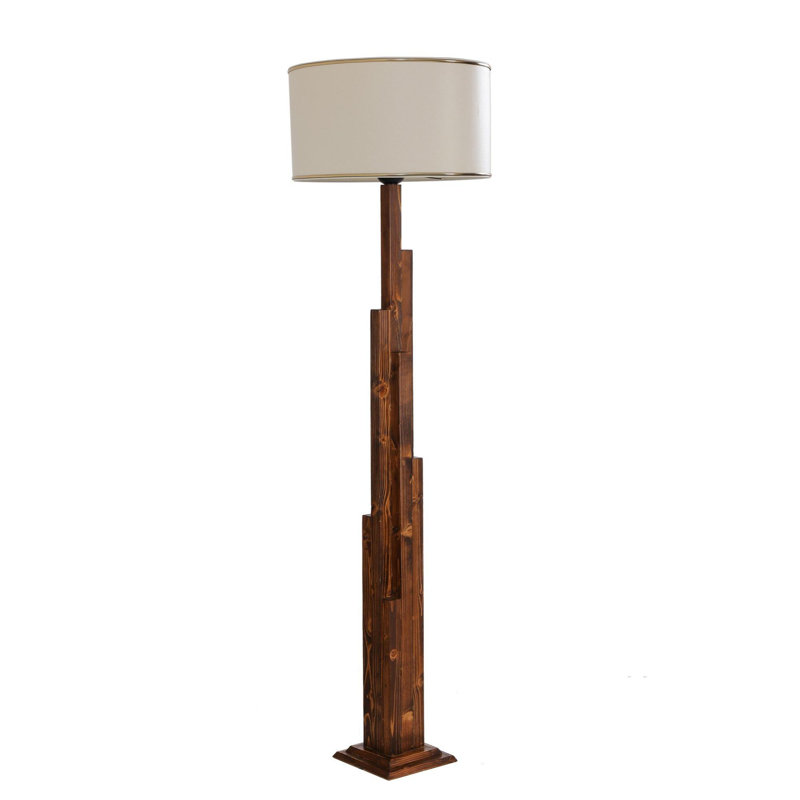 Luro Stylish Floor Lamp, 100% Metal, 65.0 in Tall | Walnut Finish, 17.7 in Cap Diameter, 9.4 in Cap Height | E27 Socket (Max 60W), On/Off Switch on Cable | Perfect for Living Room, Bedroom & Office Decor, Elegant Design