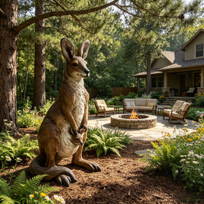 Statue de kangourou en résine réaliste avec statue de Joey, décoration de jardin extérieure résistante aux intempéries pour pelouse et patio, cadeau d'ornement de faune unique