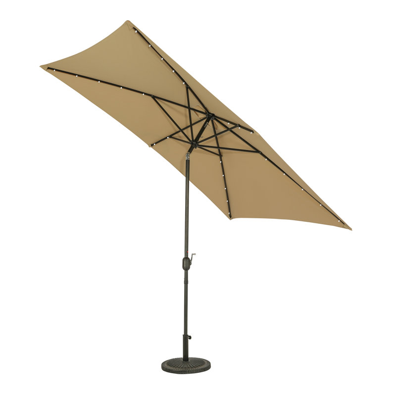 Lochala 78'' x 120'' Rectangular Lighted Tilt Market Umbrella, Champagne