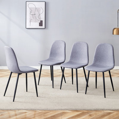 Luxury Simple Chair - Set Of 4 Linen-Cotton Material High Resilience Dining Chair With Metal Leg.Integral Metal Leg Architecture,Suitable For Various Interior Decoration Styles.