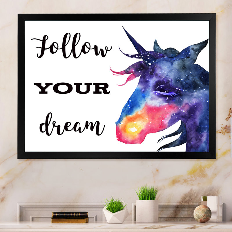 «Follow You Dream - Unicorn with Space intérieur», reproduction sur toile flottante, H 30 po x l 40 po x P 1,5 po