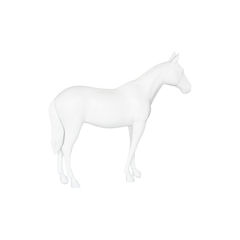 Sculpture de cheval, debout, blanc brillant