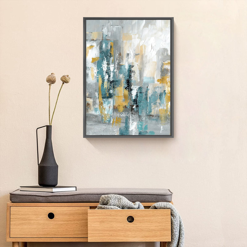 «Framed Abstract Modern» par HZLJ - Peinture sur toile encadrée, H 24 po x l 12 po x P 2 po