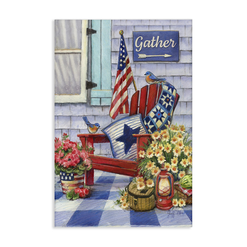 Art mural sur toile Patriotic Porch View par Geoff Allen, H 24 po x l 16 po