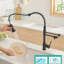 Robinet de cuisine de purificateur avec filtre à eau rétractable en noir mat - Double sortie de tuyau, entretien facile indépendant pour purificateur d'eau, installation sans effort