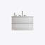 Meuble-lavabo mural blanc brillant de 30 po avec lavabo en céramique et trois trous de robinet, grand meuble-lavabo flottant de rangement pour salle de bain moderne, pré-assemblé