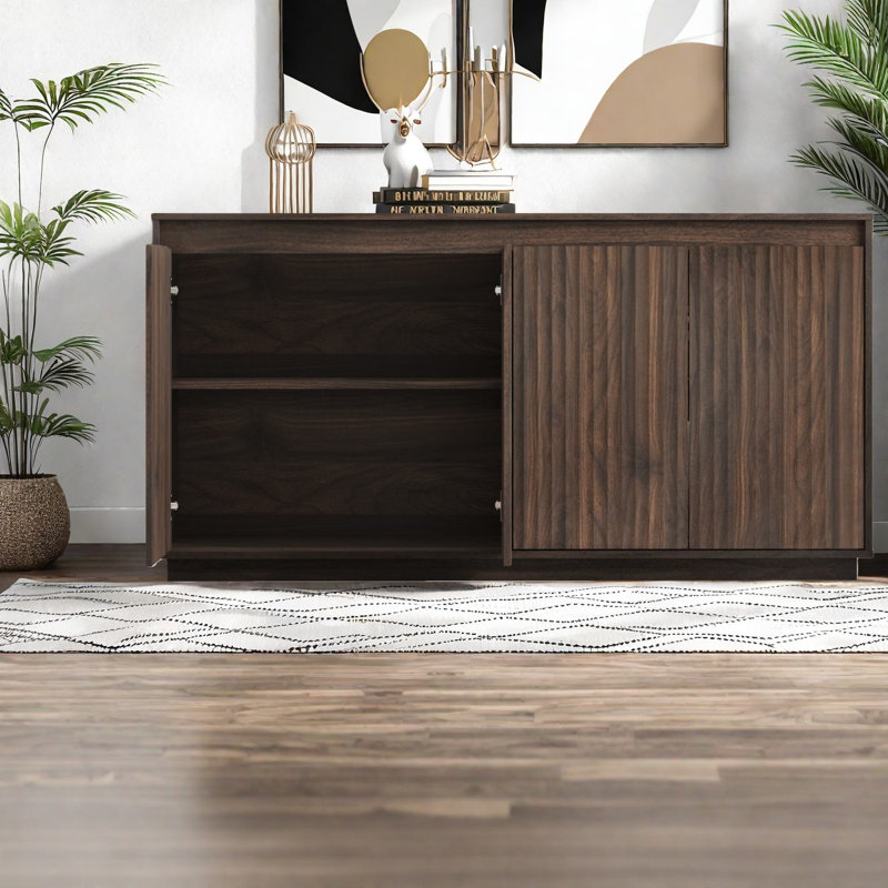 Sideboards & Buffets With Power Outlet, Walnut Wood, Modern Kitchen
