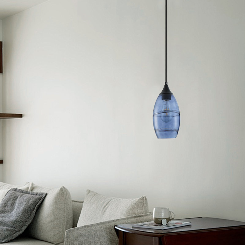 1-Dark blue dimmable glass iron pendant light