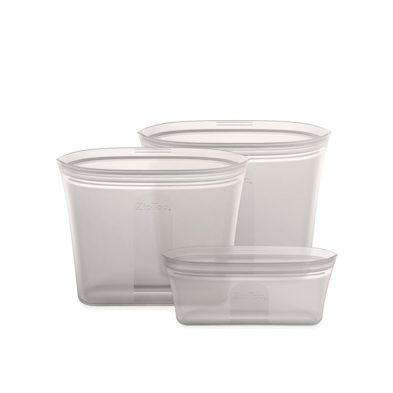 Sacs de rangement pour aliments réutilisables à fermeture éclair | Ensemble de 3 sacs [Gris] | Va au micro-ondes, au lave-vaisselle et au congélateur