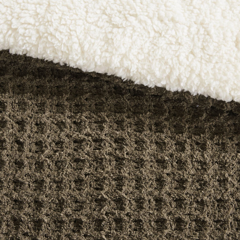 Édredon en chenille de tricot gaufré brun pour lit simple, rembourrage, 2 taies décoratives, réversible, lavage en machine, mélange de gris avec lavable à 100%, revers