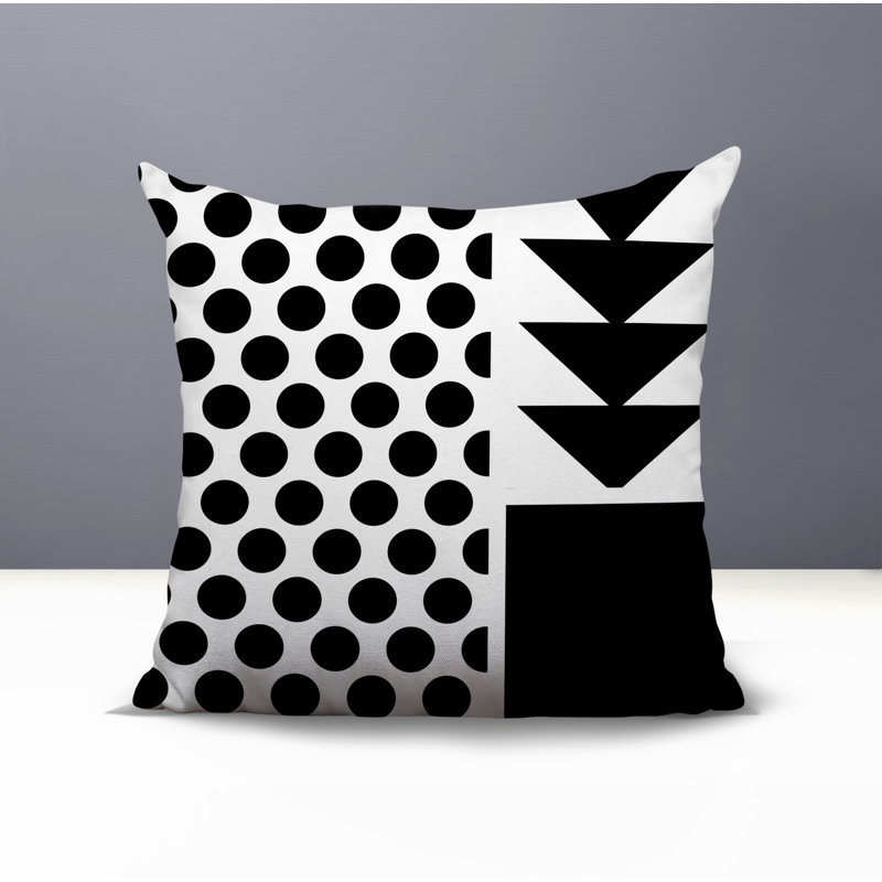 Oreiller carré réversible intérieur / extérieur Snazzy, Carré 16 po, Noir