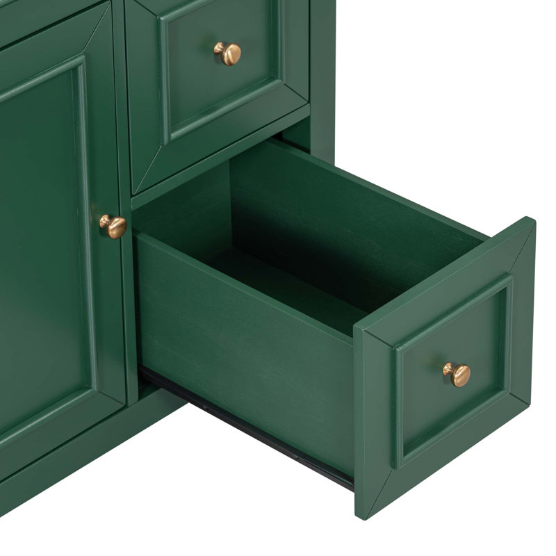 Meuble-lavabo 30 po avec comptoir, meuble-lavabo avec porte et deux tiroirs, structure en bois massif, un paquet, vert