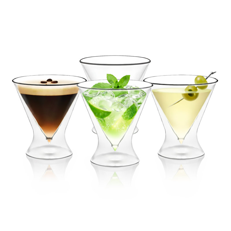 Verres à martini sans pied à double paroi 8 oz