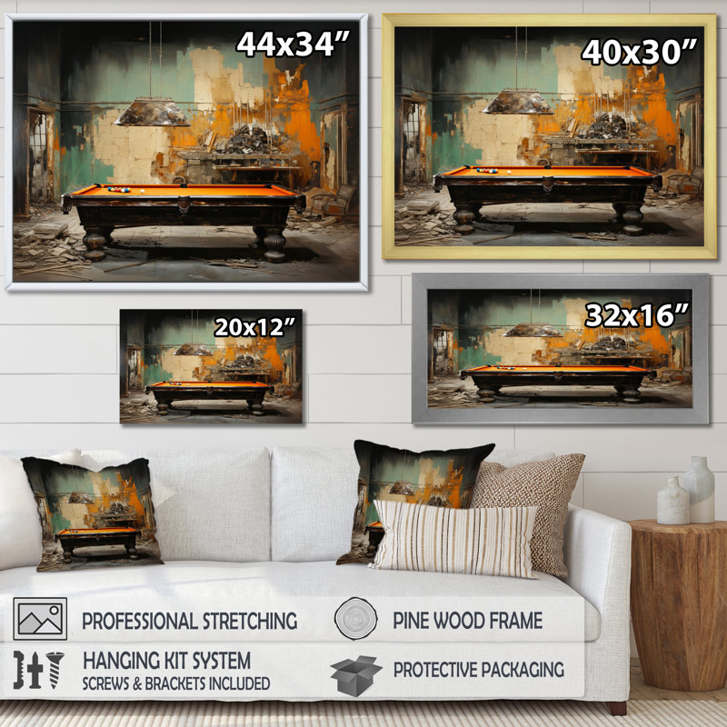 «Billard Industrial Game II», reproduction sur toile, H 24 po x l 32 po x P 1 po, Toile tendue