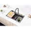 Lavabo de cuisine en acier inoxydable 304 de style cascade de pluie avec évier de drainage gris