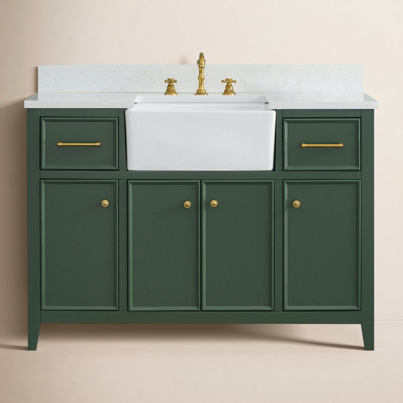 Aisa 48" Single Bathroom Vanity, Evergreen/Brushed Gold