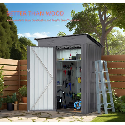 5x3 Ft Metal Outdoor Storage Shed, Tool Shed With Pitched Roof And Lockable Door Compact Metal Tool Shed For Garden, Backyard, Patio, Everyday Sundries And Bike Storage