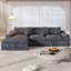 Boneless 108" No Assembly Required Modular Corduroy  Sectional Sofa With Deep Seat, 3 Thickened Seat Cushions, 2 Throw Pillows, Compression Sofa-662052539