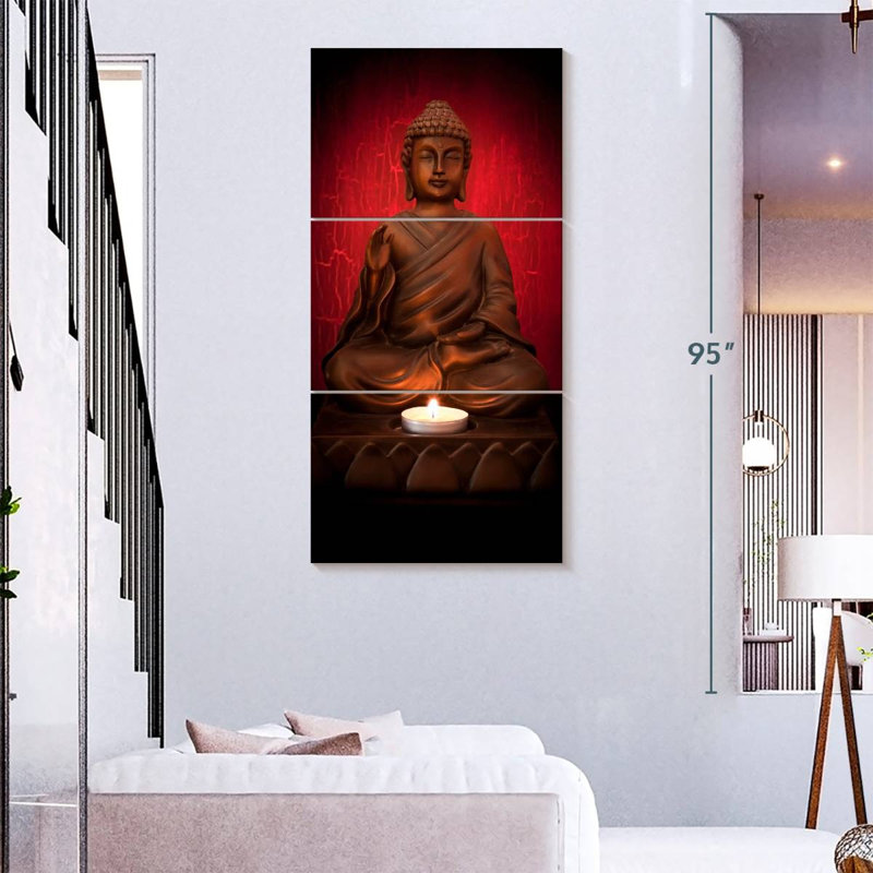 Bougie et Bouddha, H 32 po x l 15 po