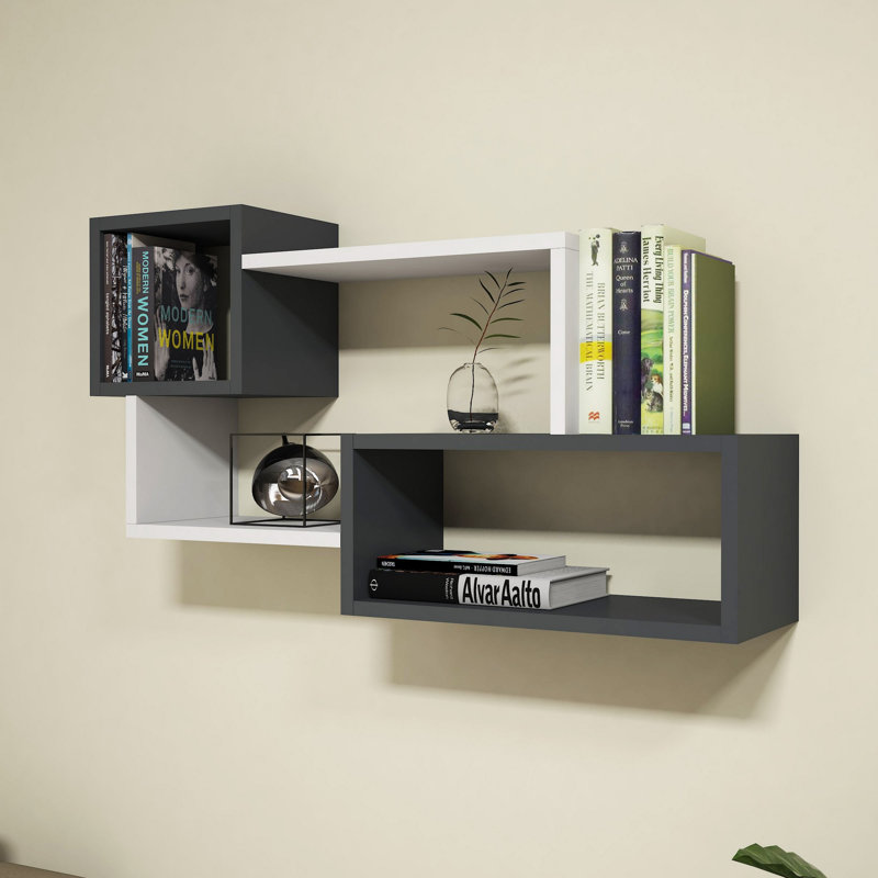 Ensemble de 7 tablettes d'appoint Cardwell, Blanc / gris anthracite