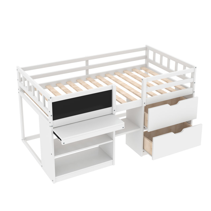 Okane Kids Twin Loft Bed with Drawers, White