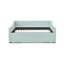Lit de jour pleine grandeur, lit de jour convertible rembourré avec dossier capitonné, canapé-lit polyvalent 3 en 1 avec lit gigogne escamotable et rangement latéral, parfait pour un salon compact en cyan-1012118786