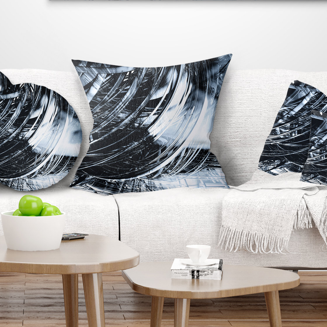 Design Art 3D Abstract Art Black Spiral - Abstract Printed Pillow | Wayfair
