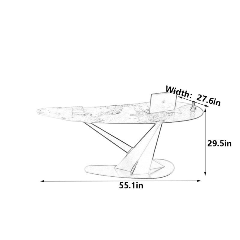 Bureau Modern Modern, H 29,5 po x l 55,1 po x P 27,6 po