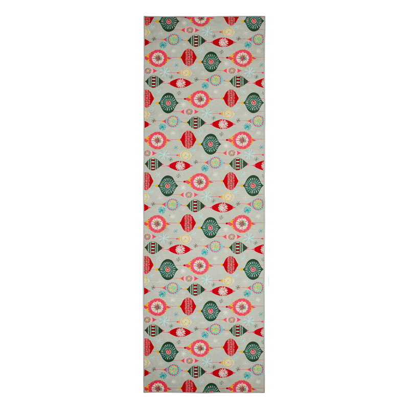Ornaments Multi Machine Washable Rug, Runner 2'6" x 6'