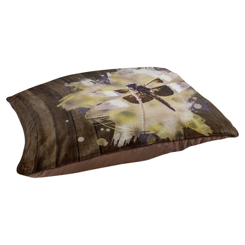 Coussin de concepteur aquarelle libellule Burien, L 19,5 po x l 29,5 po, Marron foncé