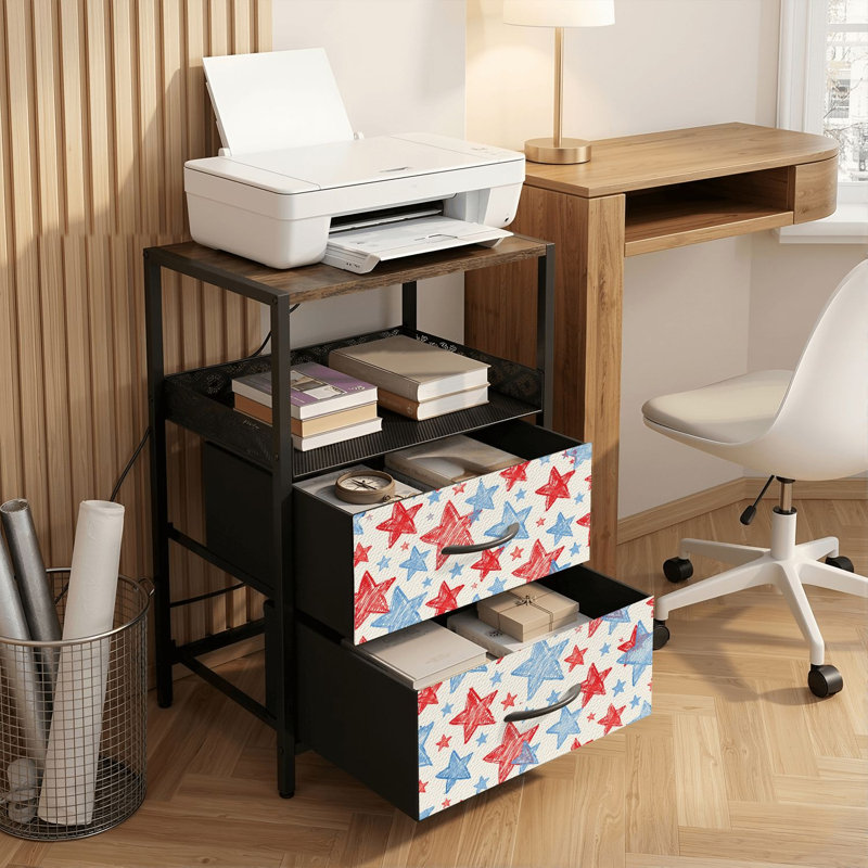 Table de chevet 2 tiroirs avec station de charge, table de chevet pour chambre avec ports USB et amp; Table de chevet noire Outlet