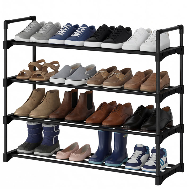 Slim Adjustable 4-Tier Metal Shoe Rack