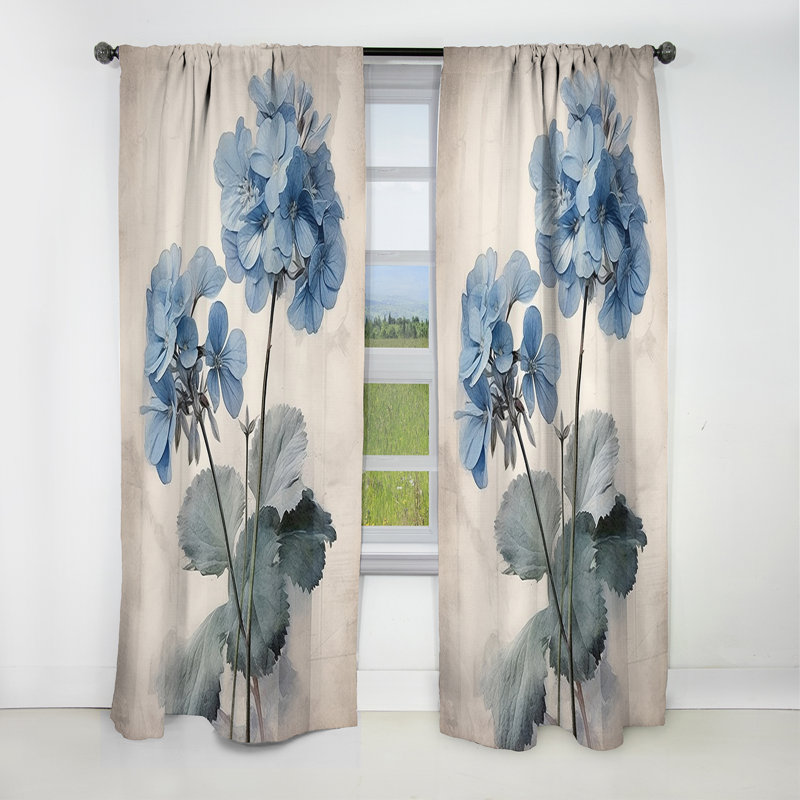 Gailey - Rideau occultant à motif floral Geraniums - 1 panneau, L 52 po x L 120 po