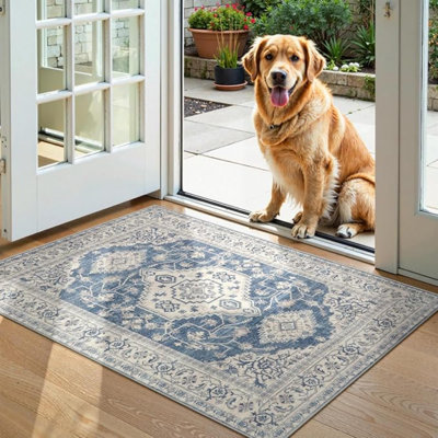 Oriental Kitchen Runner Rug Non Slip, 2X5 Washable Hallway Runner With Rubber Backing, Vintage Hallway Rug Ultra-Thin Soft Carpet For Bedroom Bathroom