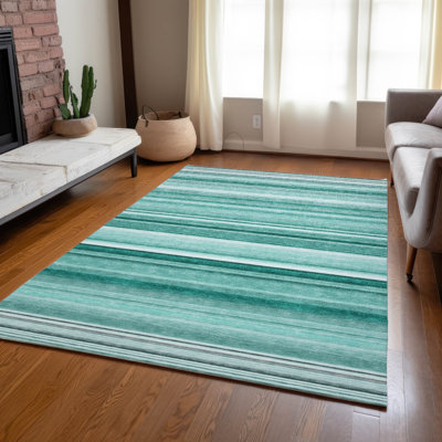 Kinslee Washable Striped Indoor / Outdoor Rug