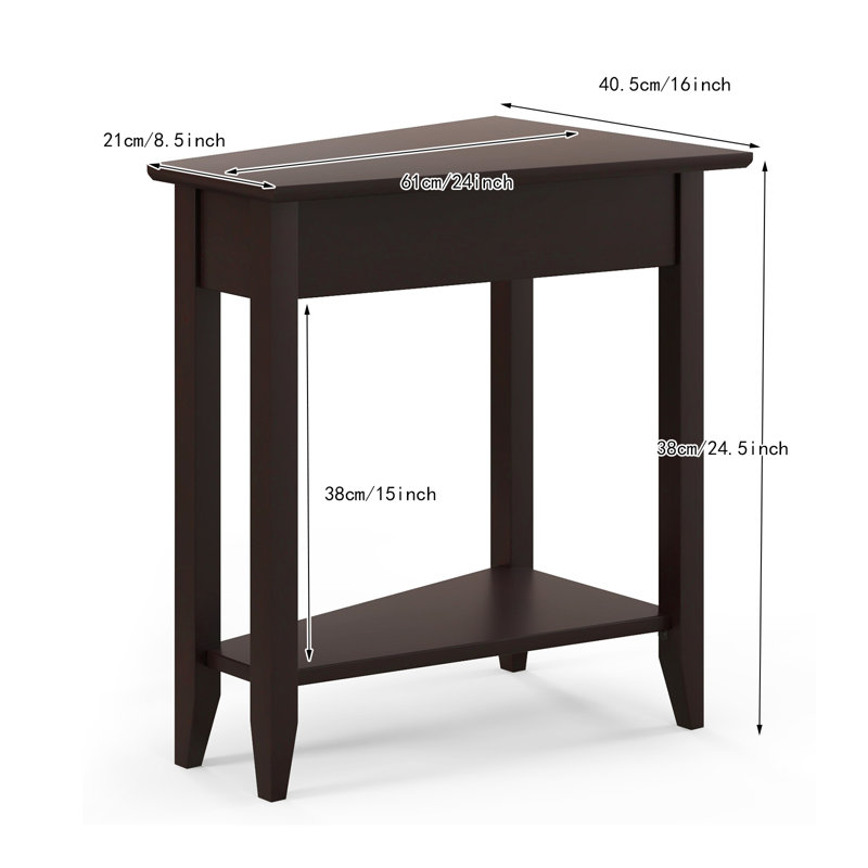 2-Level End Table with Storage Shelf, Unique Irregular Sofa Side Table Featuring Solid Wood Legs, 2