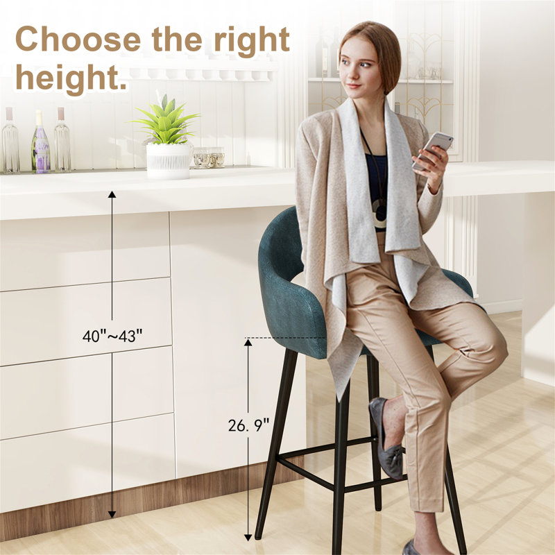 Tabouret de bar rotatif avec dossier Corrigan Studio, Bleu, Extra Tall (38.8" Seat Height)
