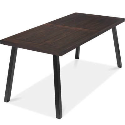 Hialeah 6-Person Indoor Outdoor Patio Rustic Acacia Wood Picnic Dining Table w/ Metal Legs