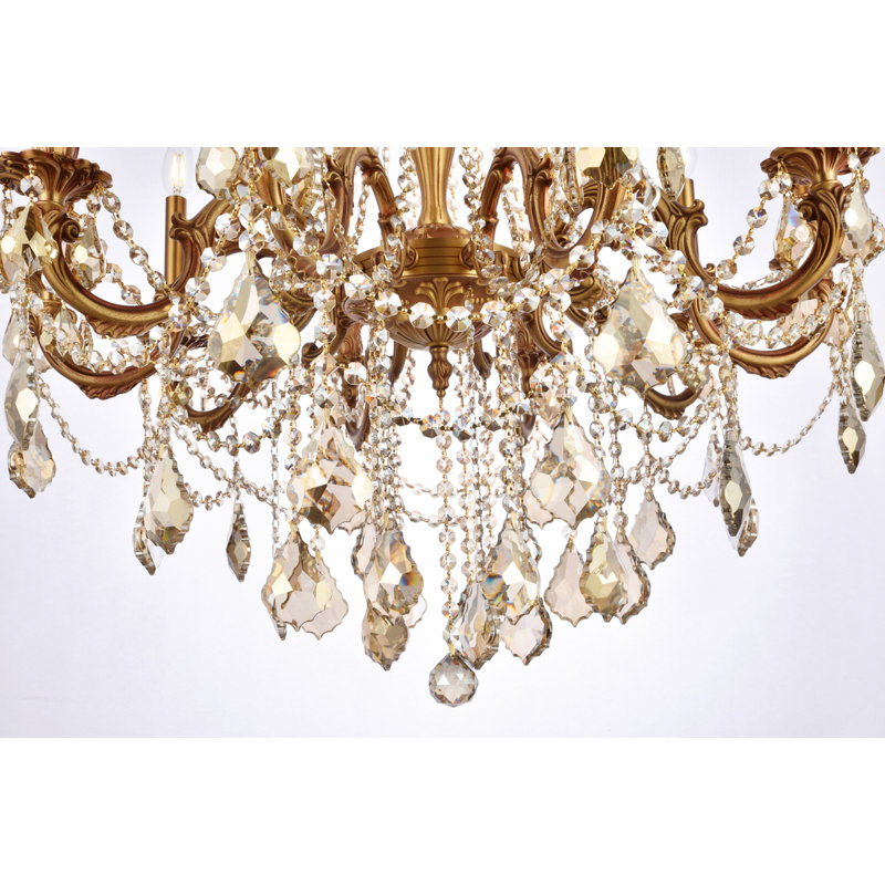 Ashmin Crystal Dimmable Classic / Traditional Chandelier, French Gold / Golden Teak (Smoky) / Royal Cut
