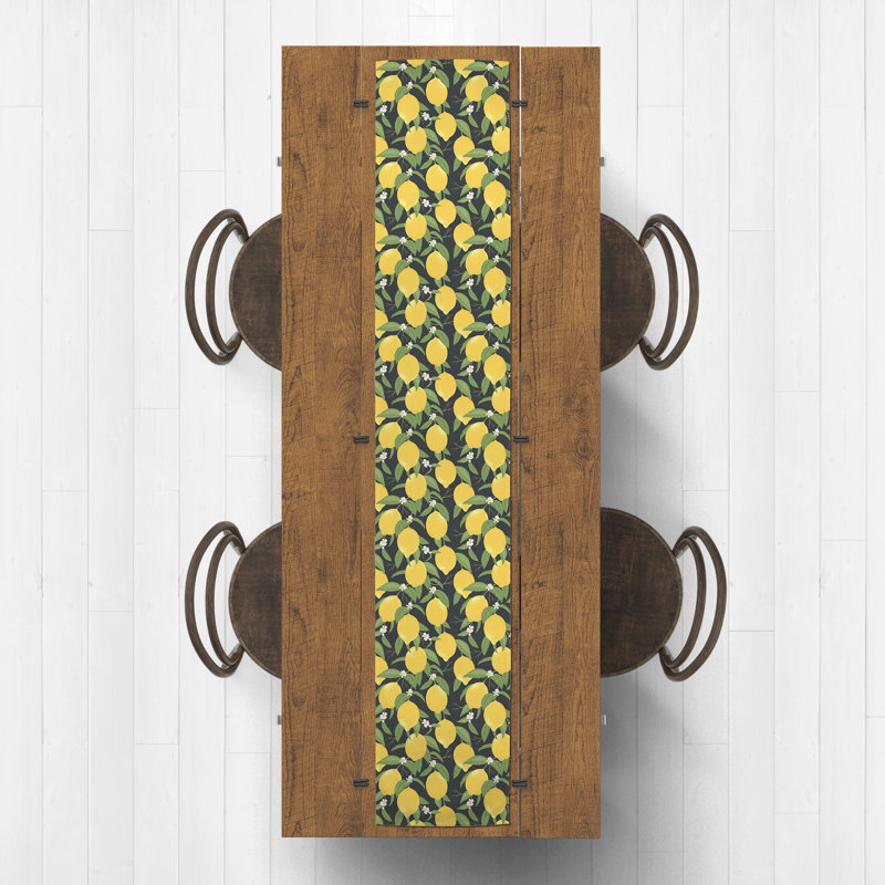 Chemin de table Lemon, Noir, 72 po x 16 po