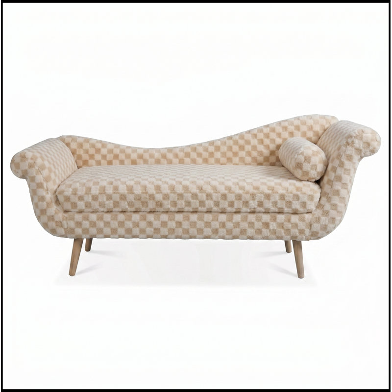 Banc avec accoudoirs élégants à volutes et pieds robustes, Sable