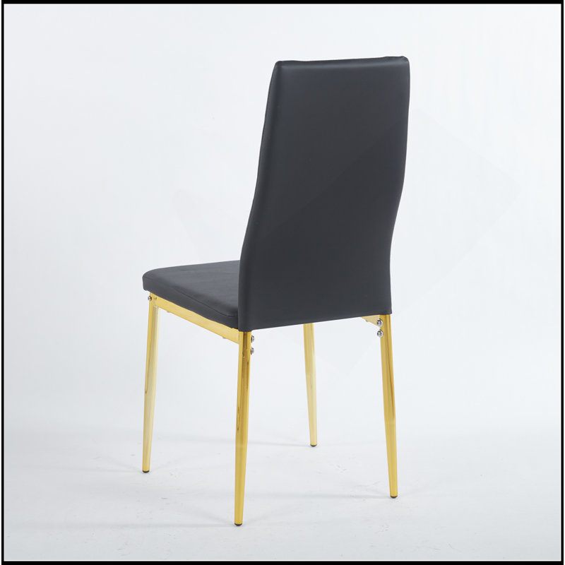 Ensemble de 4 chaises, siège noir, Doré, Noir