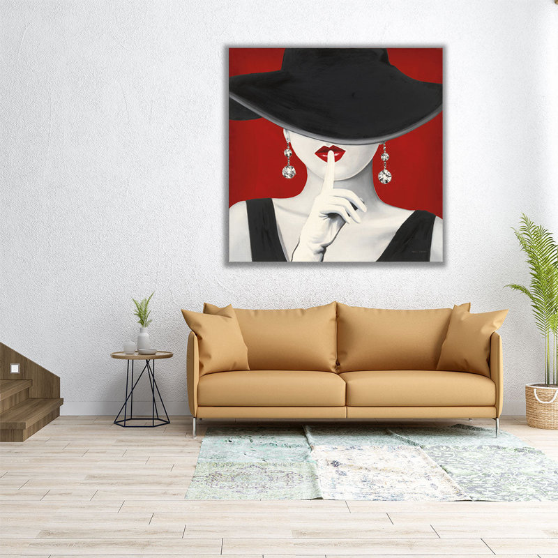 Haute Chapeau Rouge I - reproduction d'art sur toile, H 40 po x l 40 po