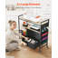Chariot roulant et table de rangement, compatible avec les machines Cricut, poste de travail d'organisation de table d'artisanat, organisateur de rangement roulant avec 20 supports en vinyle et 3 tiroirs, noir