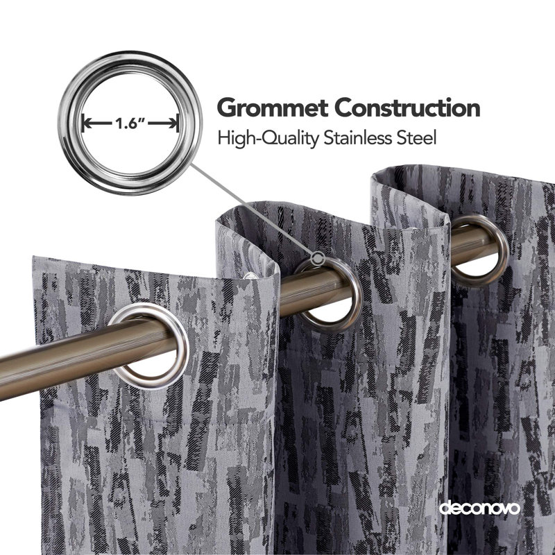 Total Blackout Drapes With Triple-Pass White Coating Back Layer Curtains, Gray, 52" W x 72" L