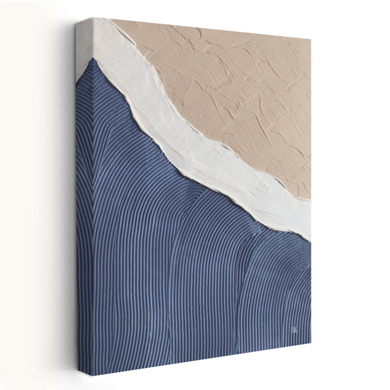 Neutre océan foncé - art abstrait plage bleu océan, H 24 po x l 16 po